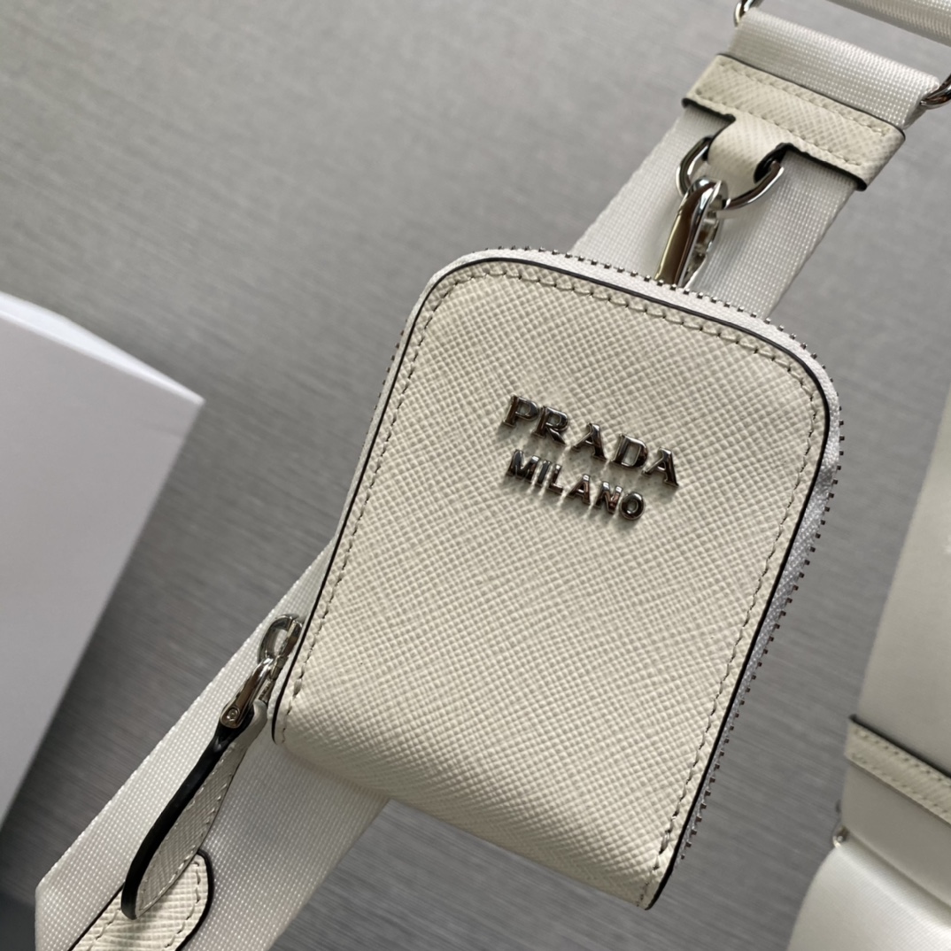 Prada Leather Mini Shoulder Bag Handbag White 1BP020